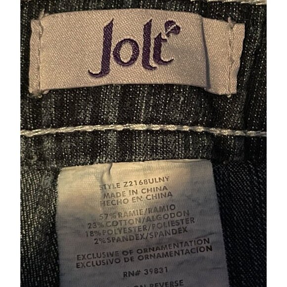 Jolt Girls Capri Denim Jeans Size 12 Blue Cuffed Embroidered Stud Pockets - Picture 8 of 10